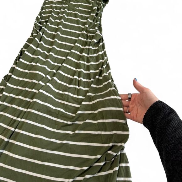 Time and Tru Striped Dress | Woman Size XXL | White & Green Rayon Blend - Picture 2 of 6